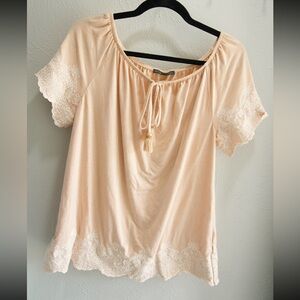 Adrianna Papell Orange Blouse with Tie Front and Relaxed Fit